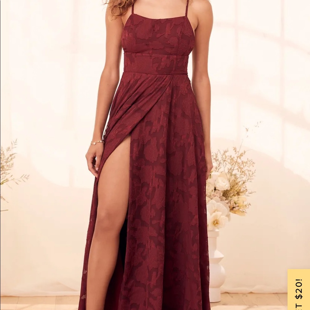 Burgundy Maxi Floral Dress
